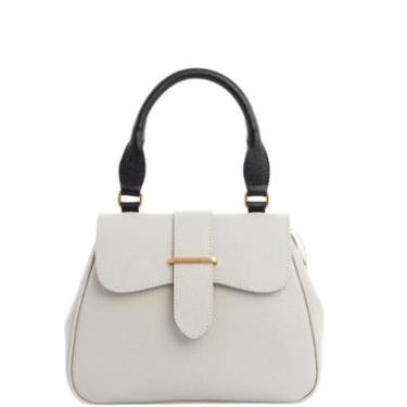 Imagem de Bolsa Tiracolo em Couro Legítimo Off White com Alça de mão Leopoldine-Feminino