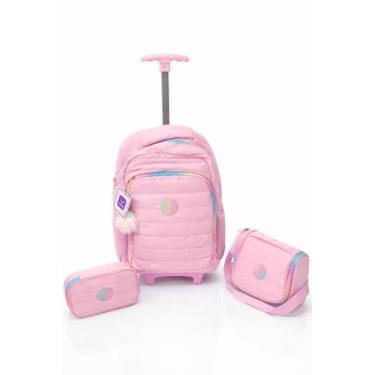Imagem de Mochila de Rodinha Infantil+ Lancheira Térmica + Estojo Kit Escolar Co
