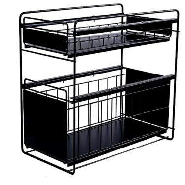 Imagem de Prateleiras flutuantes, organizador para banheiro/cozinha, prateleira sob a cesta de armazenamento sob a pia rack para cozinha banheiro (cor: preto, tamanho: 40 x 27,5 x 39,5 cm) (cor: preto) (cor: N