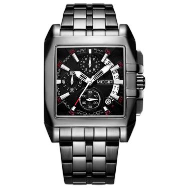Imagem de Relógio Masculino De Aço Inoxidável Quadrado á Prova D'água Esportivo