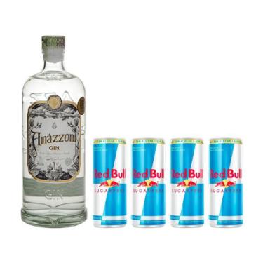 Imagem de Kit Gin Amázzoni Tradicional 750ml + Bebida - Energética Red Bull Zero