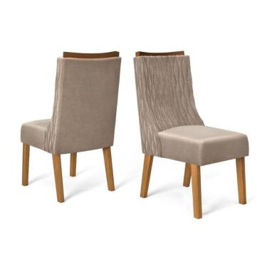 Imagem de Cadeira Sala de Jantar Jade Cedro/Veludo Kraft - DJ Móveis