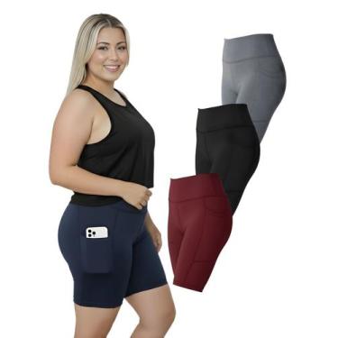 Imagem de Kit 3 Bermudas Fitness Bolso Lateral Cores Sortidas Plus Size - Ast St