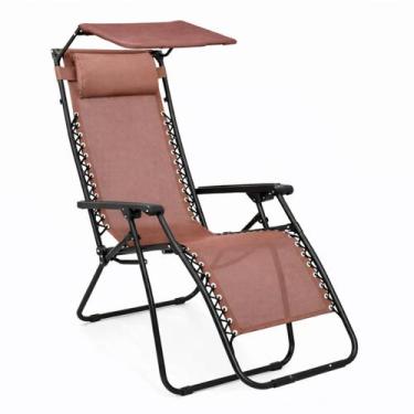 Imagem de Cadeira De Praia Camping Espreguiçadeira Gravidade 0 Com Quebra Sol Al