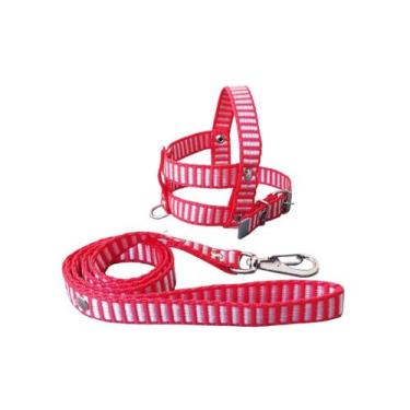 Imagem de Guia E Peitoral Nylon Simples P/cães Cachorro - Nº 5 - FLOP, Vermelho