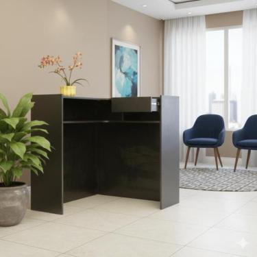 Imagem de Balcão em L Caixa Atendimento Recepção Comércio Lojas Academias Preto 