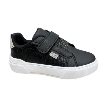 Imagem de Tenis Klin Infantil Meninas Preto Prata Com Velcro-Feminino