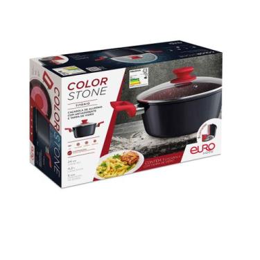 Imagem de Panela Caçarola de Alumínio 24cm Color Stone Titânio - Euro