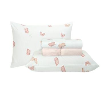 Imagem de Jogo de Cama Queen Sultan 180F Sonhare Prata Borboleta 4 Pçs