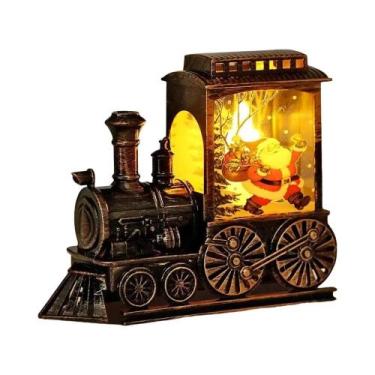 Imagem de Luzes LED De Natal: Enfeites De Bola De Cristal Com Trem E Papai Noel 