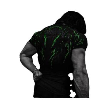 Imagem de Camiseta Masculina Gótica Escura Com Arte Abstrata, Estampa De Monstro