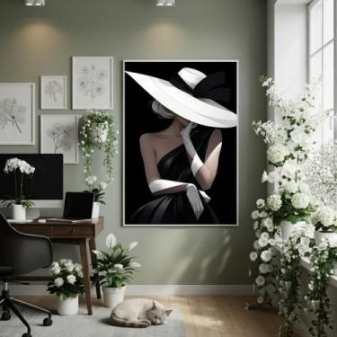 Imagem de Quadro Decor Mulher Elegante 70X50Cm Mold Branca - Quadros On-Line