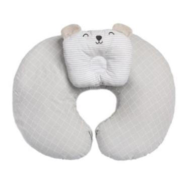 Imagem de Almofada Amamentação Bebe Enxoval Papi Cor:Azul, Cinza