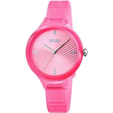 Imagem de Relógio Feminino Skmei 1714 Rosa Analógico Casual Resistente à Água Pu