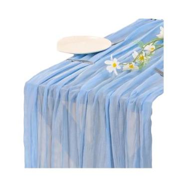 Imagem de Caminho De Mesa Boho Semi-Transparente Em Tecido Gaze Rústico Para Cas