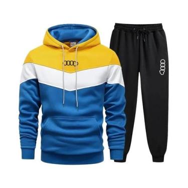 Imagem de Conjunto De Moletom Masculino Casual Tricolor Com Capuz Para Esportes 