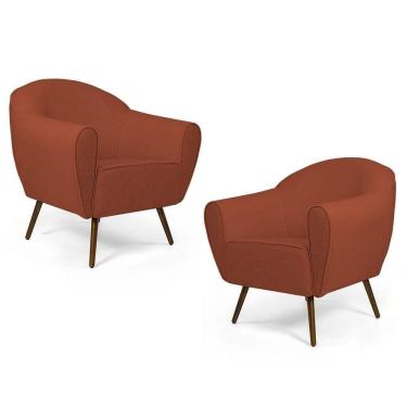 Imagem de Kit 02 Poltronas Nina Pés Palito Madeira B-262 Telha