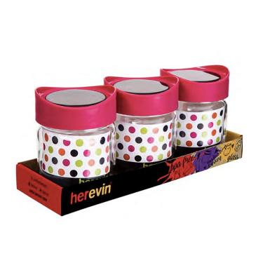 Imagem de Pote para Mantimento de Vidro Casambiente com Tampa Plástica Rosa 425ml