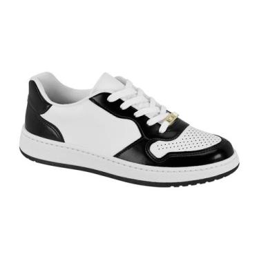 Imagem de Tênis Casual Estiloso Moderno Feminino Vizzano Branco / Preto / Pelica