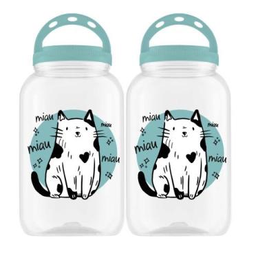 Imagem de Kit 2 Porta Ração Petiscos Cachorro Gato 3,6l Com Alça - - Bandeirante