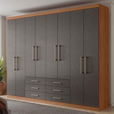 Imagem de Guarda-Roupa Casal Belize 8 Portas 6 Gavetas Jatoba/Grafite - Pnr Móveis