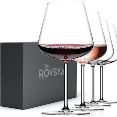 Imagem de Conjunto de 4 taças de vinho tinto grandes, 800 ml, cristal transparente soprado à mão, leve para degustação, presentes exclusivos para bodas, aniversário, casamento, dia dos pais