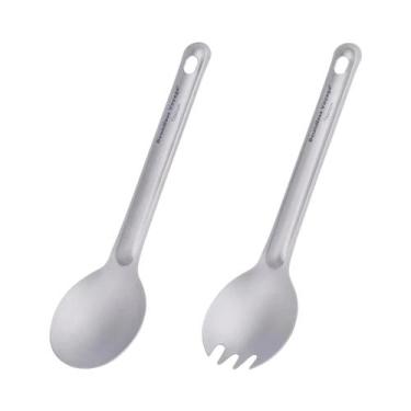 Imagem de Conjunto De Talheres Leves De Titânio Reutilizáveis: Colher E Garfo Pa
