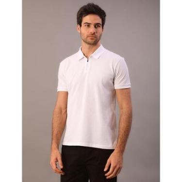 Imagem de Polo Manga Curta Calvin Klein Masculino Slim Meio Zíper - Branco-Masculino