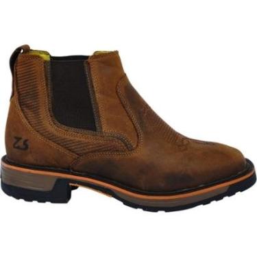 Imagem de Botina Country Masculina Casual Dia a Dia Costurada Elástico Cano Baixo Bico Quadrado Zebu 93110-Masculino
