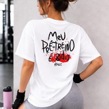 Imagem de Camiseta Oversized Feminina Meu Pré Treino Roupas de Academia Look de Treino Super Poderosas-Feminino