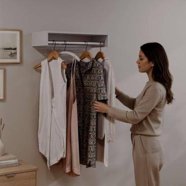 Imagem de Cabideiro de Parede Branco para Roupas Casacos 60cm