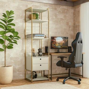 Imagem de Closet Estante Industrial 2 Gavetas 5 Prateleiras Off White - Olivar M