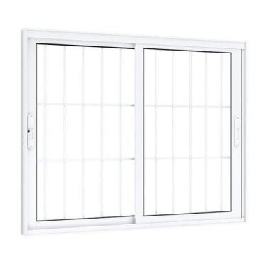 Imagem de Janela de Aluminío de Correr 100x150cm 2 Folhas Móveis com Grade e Vid