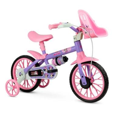 Imagem de Bicicleta Infantil Meninas Aro 12 Minnie Disney Nathor Rosa e Lilás