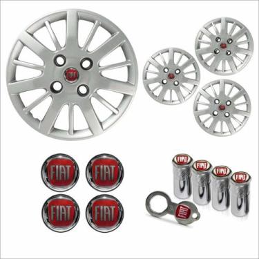 Imagem de Jogo Calota Aro 14 Siena Palio 2009 2010 Fiat + Emblema Resinado + Tam