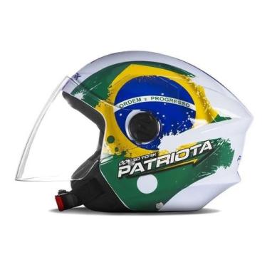 Imagem de Capacete Aberto Patriota New Three Elite Pro Tork Brasil, BRANCO, 58