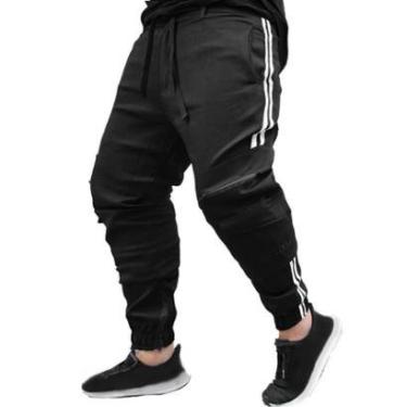 Imagem de Calça Jogger Masculina PRETA Cargo Linha Lateral-Masculino