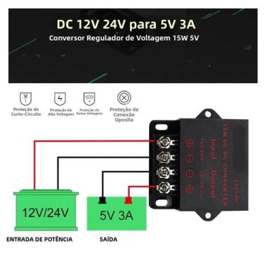 Imagem de Conversor DC De 12V 24V Para 5V 3A 5A 10A 15A, Redutor De Tensão, Regu