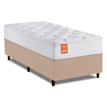 Imagem de Cama Box Colchão Solteiro Molas Ensacadas Real 88x188x65cm Branco / Bege Inducol - Supo...