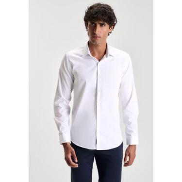 Imagem de Camisa docthos tailor fit manga longa algodão egípcio, 001 branco, 4/4