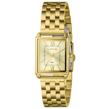 Imagem de Relógio lince feminino dourado retangular lqg4823l25 c3kx
