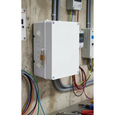 Imagem de Caixa Passagem CFTV Organizadora Switch Alarme Cabo Branca - Congratul