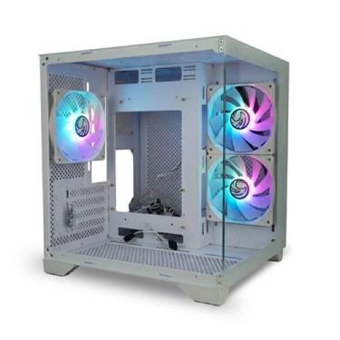 Imagem de Gabinete matx brazilpc gamer aquario bpc-240 branco com 3 cooler arco 