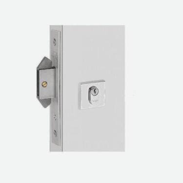 Imagem de Fechadura Porta de Correr Haga Externa Inox Cromado Roseta Quadrada 46