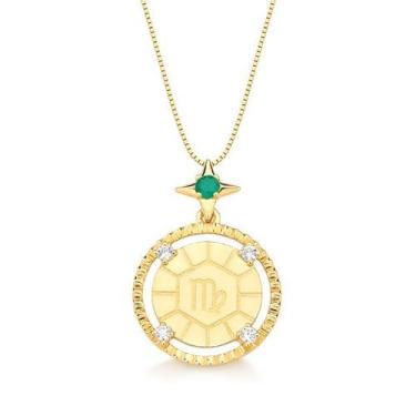 Imagem de Colar Medalha Zodiac Virgem em Prata 925 banhada a Ouro Amarelo 18k - 
