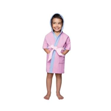 Imagem de Roupão Com Capuz Aveludado Quimono Infantil Lepper, Rosa, M
