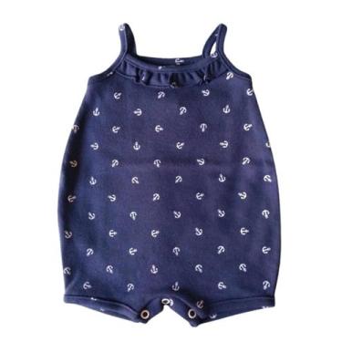 Imagem de Macacão Bebê Feminino Curto Alcinha Ancora Piu Blu, Marinho, RN