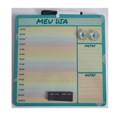 Imagem de Lousa Quadro Magnético Meu Dia 29,2 cm c/ caneta Borracha Imã e Adesiv