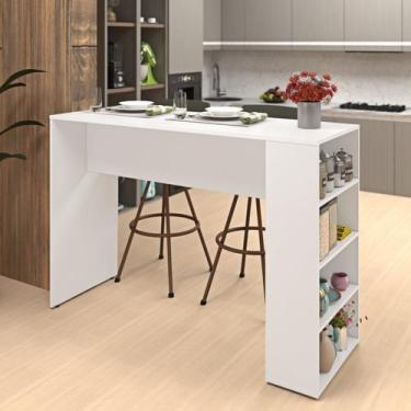 Imagem de Bancada Cozinha Americana Gourmet com Prateleiras Branco - Netmobil