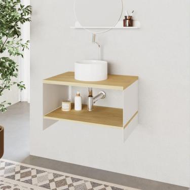 Imagem de Armário para Banheiro Slide Flat Suspenso 1 Prateleira MDP e Aço 65CM Branco Compace
